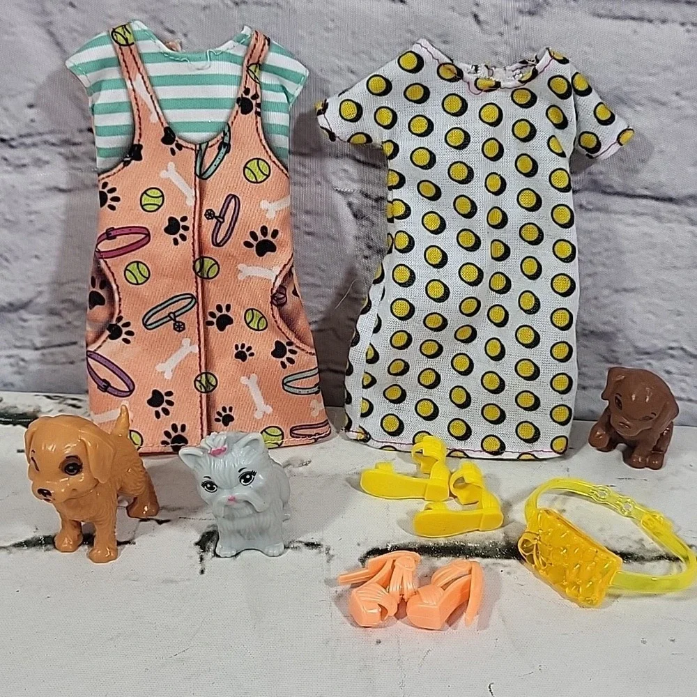 Barbie‎ Doll Clothes Lot Pet Sitter Dog Walker Dresses Shoes W/ Puppy Figures